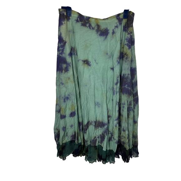 APU tie-dye Wimsucal Broomstick Flare skirt New Large elastic waist blue - Picture 1 of 10
